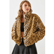 Bianco Lucci Womens Leopard Pattern Faux Für Coat 2426