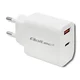 Qoltec stenski polnilnik 18 W | 5–12 V | 1,5–3 A | USB tip C PD | USB QC 3.0 | bel