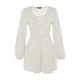 Trendyol Ecru Mini Woven Tied Linen Blend Beach Dress
