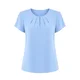 REGINA FASHION Bluza Short Sleeve Blouse with Pleated Neckline svetlo modra