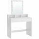 Toaletna mizica z ogledalom in nastavljivo lučjo, 80 x 145 x 40 cm, bela | VASAGLE