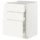 METOD / MAXIMERA Podni element s 3 fioke, bela/Vallstena bela, 60x60 cm
