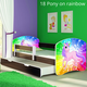 Dječji krevet ACMA s motivom, bočna wenge + ladica 140x70 cm - 18 Pony on a rainbow