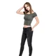 Womens olive T-shirt with ribbed pattern