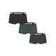 Boxer Shorts 3-Pack Dark Green+Black+Branded Aop