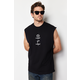 Trendyol Black Oversize/Wide-Fit Oriental Text Printed 100% Cotton T-Shirt/Athlete