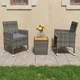 3-dijelni bistro set od poliratana i bagremovog drva sivi