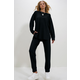 Trend Alaçati Stili Womens Black Crew Neck Side Slit Soft Texture Modal Tracksuit