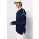 Trendyol Navy Blue Oversize Fit Wide Fit Crew Neck Piping Detailed Knitwear Sweater
