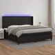 Vidaxl Box spring postelja z vzmetnico LED črna 200x200cm umetno usnje