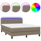 Vidaxl Box spring postelja z vzmetnico LED taupe 140x200 cm blago