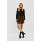 Skirt with print and metallic thread