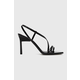 Kožne sandale Calvin Klein GEO STILETTO ASY SAN boja: crna, HW0HW01609