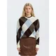 SELECTED Pulover SLWTHEA ecru / svetlo modra / temno rjava / pikčasto rjava