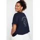 Trendyol Curve Navy Blue 100% Cotton Back Printed Relaxed/Wide Comfort Fit Crew Neck Knitted T-Shirt
