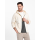 OMBRE Moška jopa s kapuco BASIC kremna MDN125428 XL