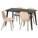 LISABO / ODGER Sto i 4 stolice, crna/bež, 140x78 cm