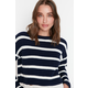 Trendyol Navy Blue Crop Basic Striped Knitwear Sweater