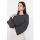 Trendyol Anthracite Crop Spanish Sleeve Knitwear Sweater
