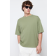 Trendyol Khaki Basic 100% Cotton Crew Neck Oversize/Wide-Fit Short Sleeve T-Shirt