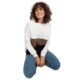 RELEVANCE Ženski pulover s kapuco DALINDA črno-bel RV-BL-8464.21P_393318 Univerzalni
