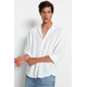 Trendyol White Oversize Fit Wide Collar Summer Linen Look Shirt