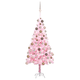 vidaXL Umetna novoletna jelka z LED lučkami in bučkami roza 150 cm