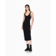 Armani Exchange za ženske. XW000820AF13729UC001 Črna midi obleka (XL), Priložnostno, Viskoza, Brez rokavov / naramnice
