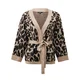 Mexx Ženski kardigan Jacquard MF006602553W, Dugi, Dugi rukav, Smeđi