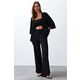 Trendyol Black Relaxed/Comfortable Cut Kimono Knitted Top and Bottom Set