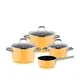 WMF Fusiontec Essential PRO 4-delni set posode, 16/16/20/24 cm, stekleni pokrovi, rumen (0521455290)