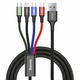4v1 polnilni kabel Baseus Rapid Series iz USB-A v 2x USB-C, Lightning in Micro USB priključke - 1.2m - črn