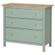 HEMNES Komoda s 3 fioke, sivozelena/svetlosmeđe bajcovano, 108x96 cm