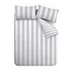 Bela/siva posteljnina za zakonsko posteljo 200x200 cm Cove Stripe – Catherine Lansfield
