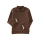 Trendyol Brown Oversize/Wide Cut Buttoned Polo Collar Thick Polar Fleece Sweatshirt