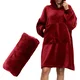 Pulover & odeja s kapuco 4v1 – bordo XXL - Froster - Rojstni dan - Božič