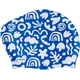 Finis long hair silicone cap print blue modra