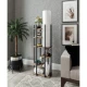 Podna lampa s6 a polica metal/drvo black white nat