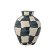 Modro-kremno bela steklena ročno poslikana vaza (višina 24 cm) Check – Bloomingville