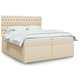 vidaXL vidaXL Box spring postelja z vzmetnico krem 200x200 cm blago, (21310159)