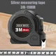 KJB Tračni meter z jeklenim trakom in zaponko za pas, srebrna 3M19mm