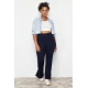 Trendyol Curve Navy Blue Stitch Detail Knitted Trousers