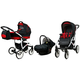 Babylux Largo Black Red | 3v1 Kombinirani Voziček kompleti | Otroški voziček + Carrycot + Avtosedežem