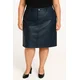 Plus size usnjeno mini krilo, temno modro