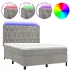 Vidaxl Box spring postelja z vzmetnico LED svetlo siva 140x200cm žamet