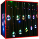 Novoletne LED lučke zavesa 108 RGB večbarvne 2,6m kroglice 8 funkcij