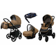 Babylux Axel Chocolate | 4v1 Kombinirani Voziček kompleti | Otroški voziček + Carrycot + Avtosedežem + ISOFIX