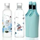 Steklen bidon za vodo 500 ml brez BPA borosilikatno steklo komplet 2 kosov z neoprenskim etuijem in jeklenim pokrovčkom proti iztekanju, 22,5 x 6,5 cm