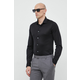 Košulja Emporio Armani za muškarce, boja: crna, slim, s klasičnim ovratnikom