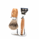 Mühle KOSMO set za brijanje - postolje, stroj s Fusion glavom, fina četka za jazavca - maslinovo drvo